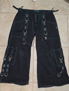 Tripp Pants Black Teal Contrast Stitch Size 15